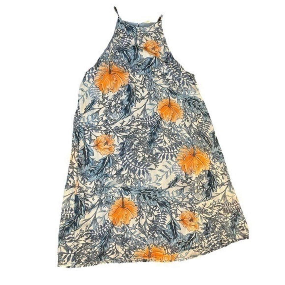 Tyche Womens Floral Mini Dress Small‎ Tropical Botanical Shift Dress Vacation